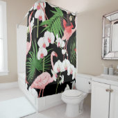 熱帯植物鳥色イラストレーション シャワーカーテン (インサイチュ)