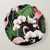 熱帯植物鳥色イラストレーション ラウンドクッション (裏面)