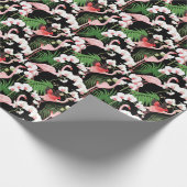 熱帯植物鳥色イラストレーション ラッピングペーパー (角)