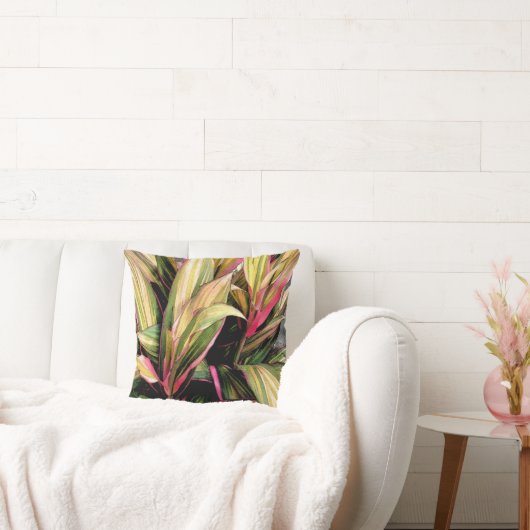熱帯植物/コルダイライン/グリーンイエローおよびピンクコール クッション (ソファ)