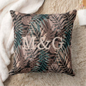 熱帯植物，ジャングル，熱帯，ベージュ，葉 クッション (ブランケット)