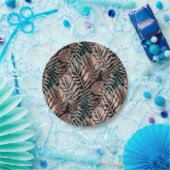 熱帯植物，ジャングル，熱帯，ベージュ，葉 ペーパープレート (パーティー)