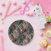 熱帯植物，ジャングル，熱帯，ベージュ，葉 ペーパープレート (パーティー)