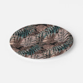 熱帯植物，ジャングル，熱帯，ベージュ，葉 ペーパープレート (アングル)