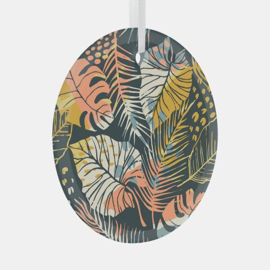 熱帯植物:抽象芸術芸術的パターン。 ガラスオーナメント (正面右)