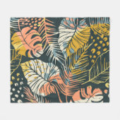 熱帯植物：抽象芸術芸術的パターン。 フリースブランケット (正面(横))