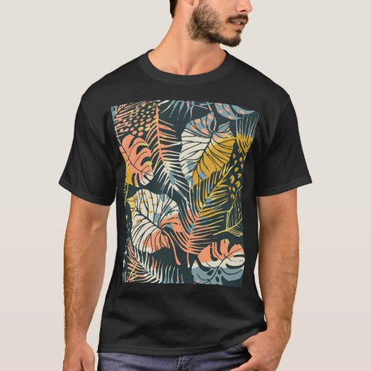 熱帯植物：抽象芸術芸術的パターン。 Tシャツ (正面)