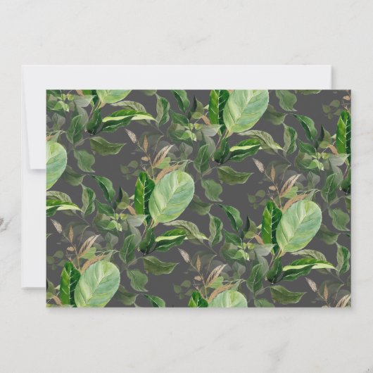 熱帯植物 |黒モダンい任意の年齢の誕生日 招待状 (裏面)
