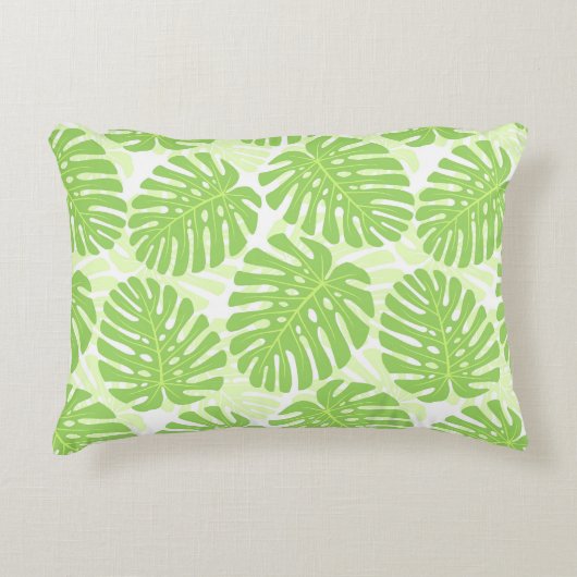 熱帯植物- Monsteraパターンの葉 アクセントクッション (正面)