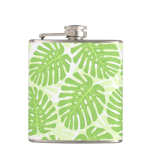 熱帯植物- Monsteraパターンの葉 フラスク (正面)