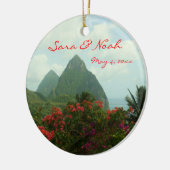 熱帯楽園のカスタマイズ可能な結婚式のオーナメント セラミックオーナメント (左)