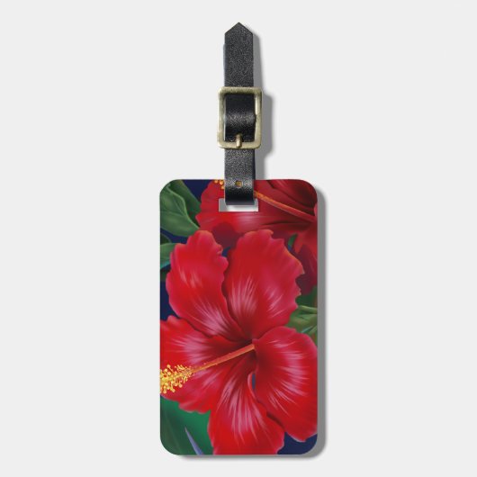 熱帯楽園のハイビスカスの荷物のラベル ラゲッジタグ (正面縦)