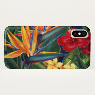 熱帯楽園のハワイアンの花柄 iPhone X ケース