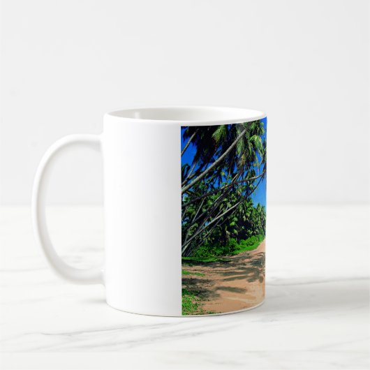 熱帯楽園のビーチおよびpalmtreesのマグ コーヒーマグカップ (左)