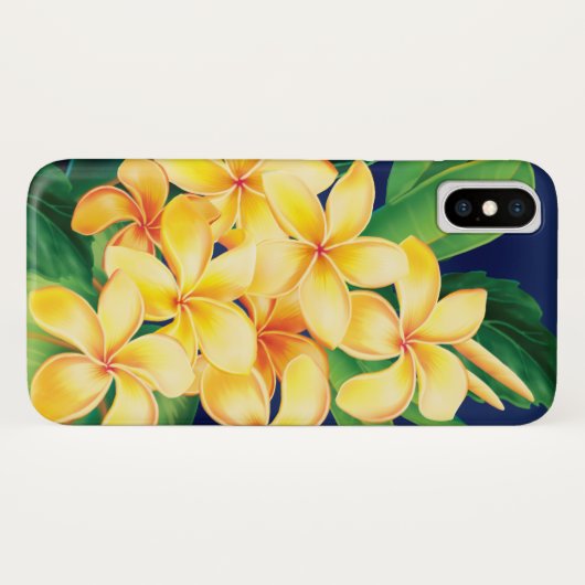 熱帯楽園のプルメリアのハワイアンのイラストレーション Case-Mate iPhoneケース (裏面(横))