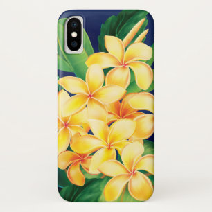 熱帯楽園のプルメリアのハワイアンのイラストレーション iPhone X ケース