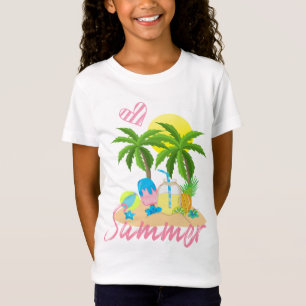 熱帯楽園の夏愛ビーチの女の子 Tシャツ