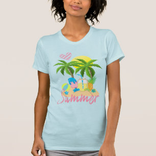 熱帯楽園の夏愛ビーチの女性 Tシャツ