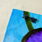 "熱帯楽園"の正方形の紫色の青いビーチタオル ビーチタオル (インサイチュ)