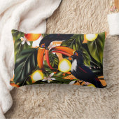熱帯楽園。 Toucansおよび柑橘類 ランバークッション (ブランケット)