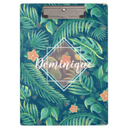 熱帯樹木パターンのクリパーソナライズされたップボード クリップボード