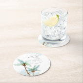 熱帯樹木水彩結婚式 ラウンドペーパーコースター (インサイチュ)