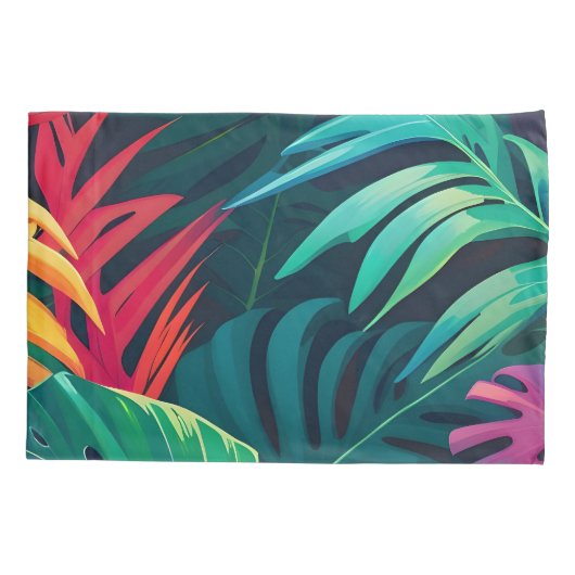 熱帯樹枝水彩楽園 枕カバー (裏面)