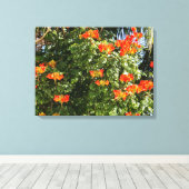 熱帯樹 |オレンジ色の花 キャンバスプリント (インサイチュ (ウッドフロア))