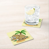 熱帯気候のトリケラトプス。 スクエアペーパーコースター (インサイチュ)