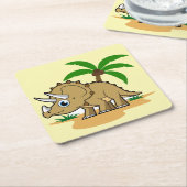 熱帯気候のトリケラトプス。 スクエアペーパーコースター (アングル)