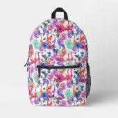 熱帯水のカラーパターン プリントバックパック (正面)
