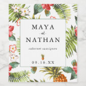 熱帯水の色のパターパーソナライズされたン ワインラベル (シングルラベル)