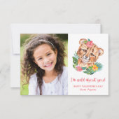 熱帯水カラーライオンキッズフォトバレンタインカード ノートカード (正面)