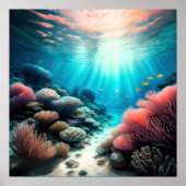 熱帯水中絵画礁の水彩画 ポスター (正面)