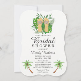 熱帯水彩ビーチサンダルブライダルシャワー 招待状