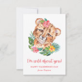 熱帯水彩ライオン、バレンタイン巡り ノートカード (正面)