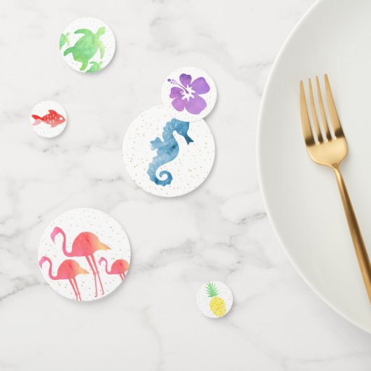 熱帯水彩動植物金ゴールドの輝き コンフェッティ (グループ)