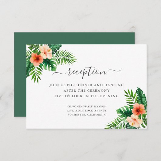 熱帯水彩植物結婚披露宴 エンクロージャーカード (正面/裏面)