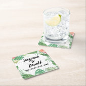 熱帯水彩画のアロハコースターの結婚披露宴 スクエアペーパーコースター (インサイチュ)