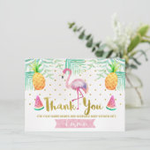 熱帯水彩画のフラミンゴのサンキューカード サンキューカード (スタンド正面)