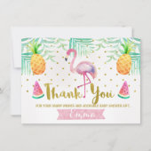 熱帯水彩画のフラミンゴのサンキューカード サンキューカード (正面)
