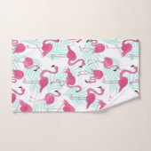 熱帯水彩画のフラミンゴのピンクおよびミント バスタオルセット (ハンドタオル)