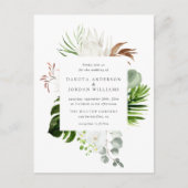 熱帯水彩画のユーカリの緑の草木の結婚式 インビテーションポストカード (正面)