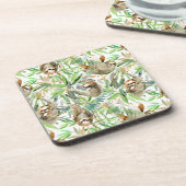 熱帯水彩画の怠惰パターン コースター (左側)