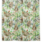 熱帯水彩画の怠惰パターン シャワーカーテン (正面)