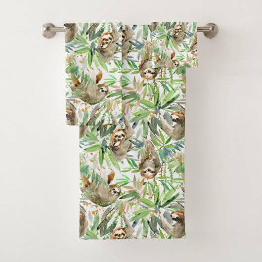 熱帯水彩画の怠惰パターン バスタオルセット (インサイチュ)