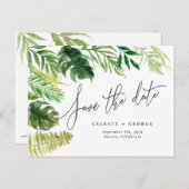 熱帯水彩画の群葉の保存日付 案内ポストカード (正面/裏面)