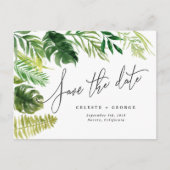 熱帯水彩画の群葉の保存日付 案内ポストカード (正面)
