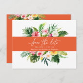 熱帯水彩画の群葉の原稿の保存日付 案内ポストカード (正面/裏面)