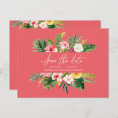 熱帯水彩画の群葉の原稿の保存日付 案内ポストカード (正面/裏面)